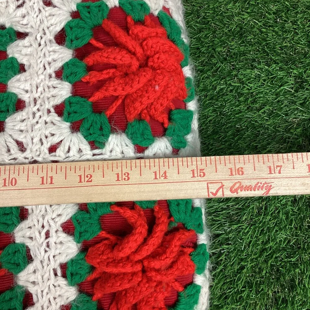 Vintage Crochet Rose Flower Pillow Raised